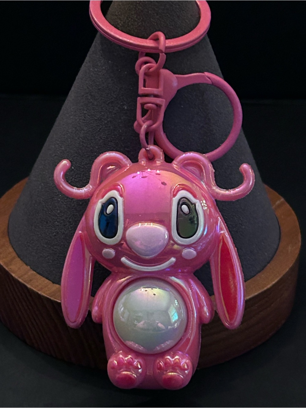 Disney Pink Angel Backpack Charm Keychain w/Pink Hardware & Blinking Light NWOT